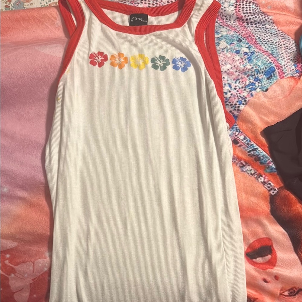 Cat & Jack Red and White Floral Tank Top
